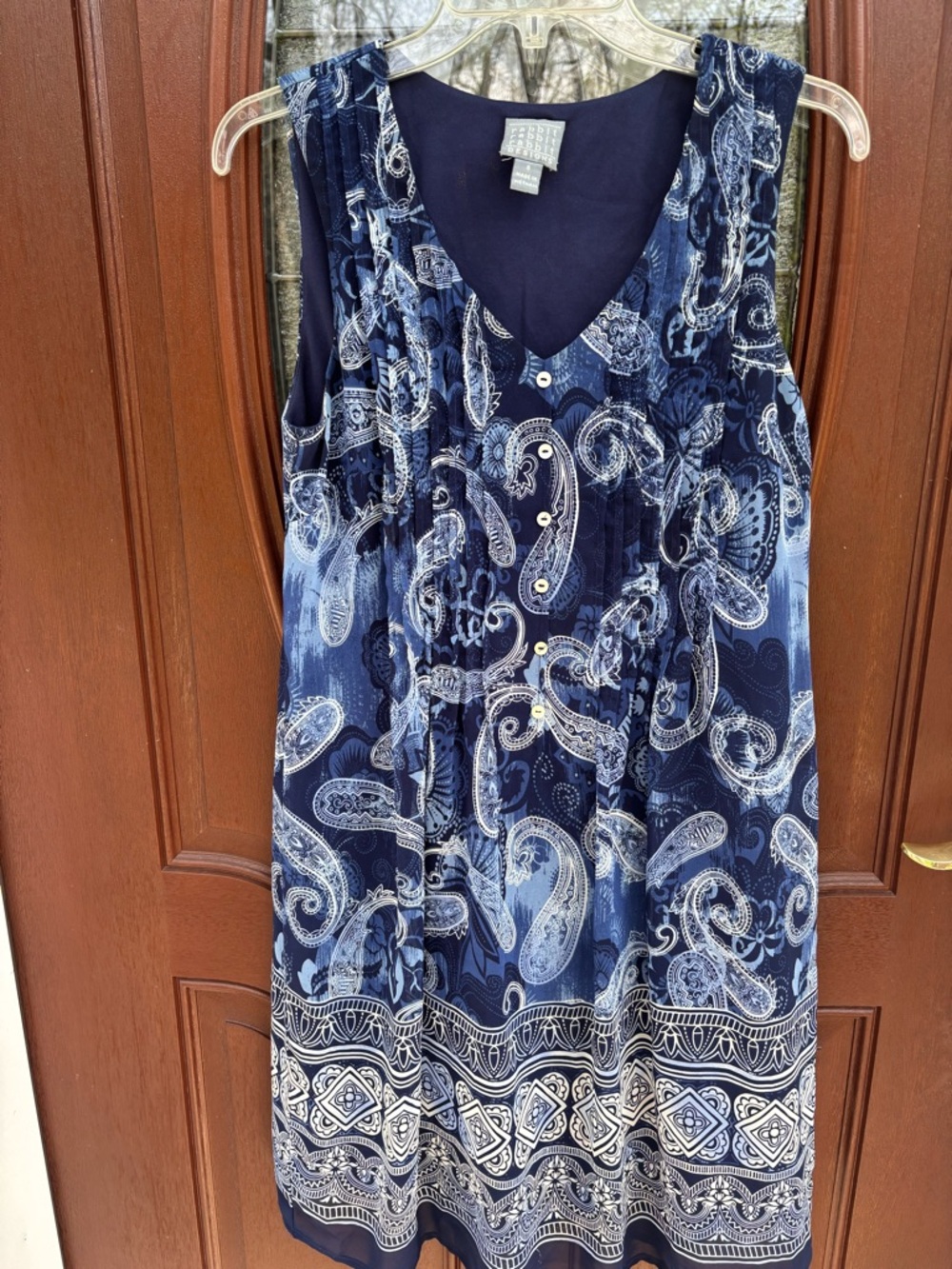 Rabbit Rabbit Rabbit Navy and White Paisley Midi Dress
